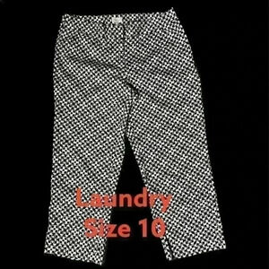 LAUNDRY By SHELY SEGAL CROPPED black and white pants capris bottoms SIZE 10